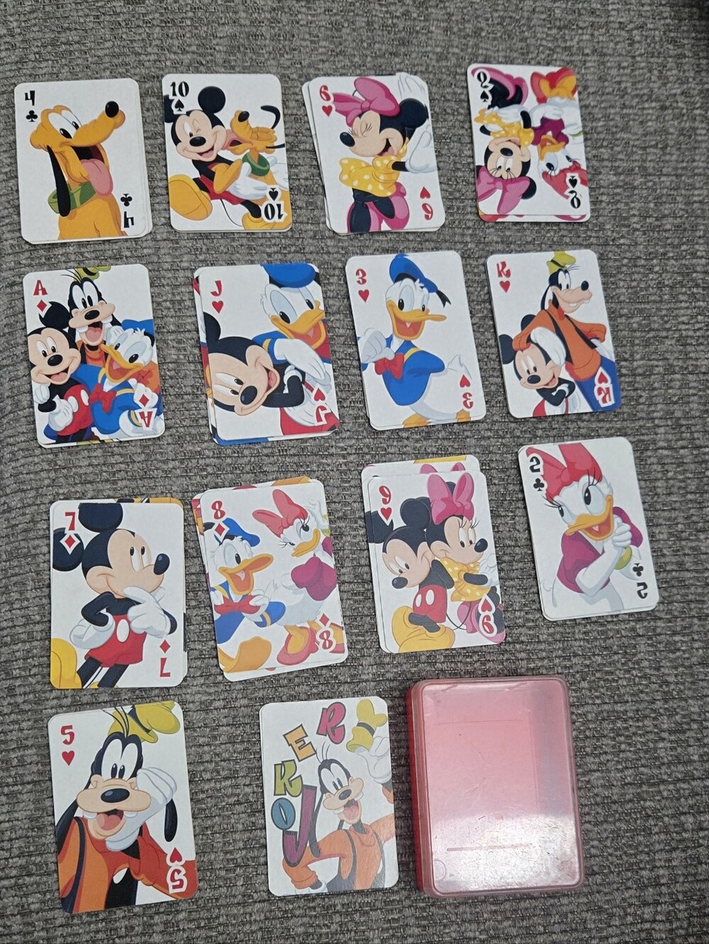 Disney Mickey Mouse Miniature Playing Cards with a Plastic Case Full Deck Jokers